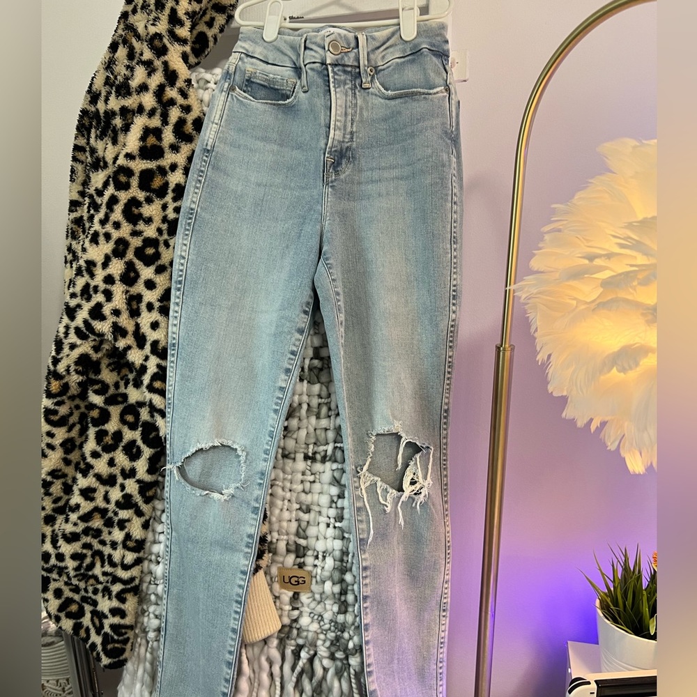 Good American Skinny Ripped Jeans